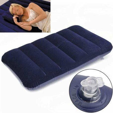 Blue inflatable travel pillow for comfort. Blue inflatable travel pillow for comfort.